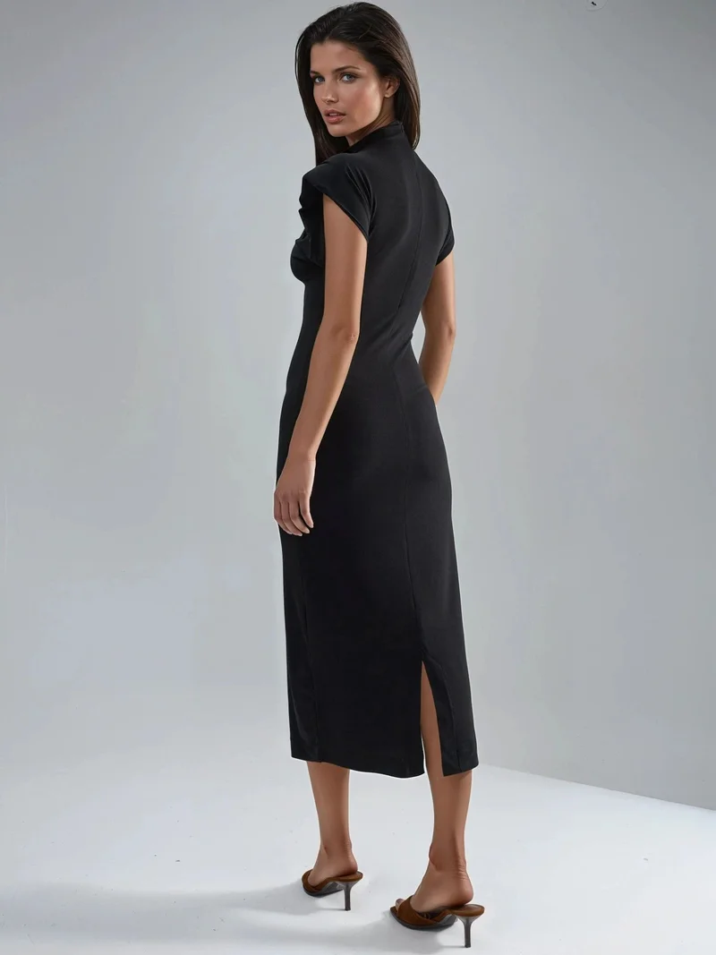 بوسيم BUSEM Padded Slit Detailed Midi Dress